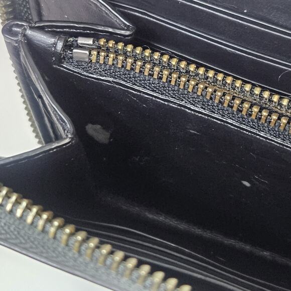 Vintage Coach Dark Green Leather Accordion Zip Around Wallet Gold Zipper - Picture 2 of 11